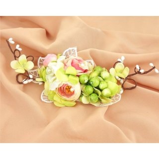 Ślubna Ozdoba do Włosów – Kwiaty i Koronka - 21x9 cm