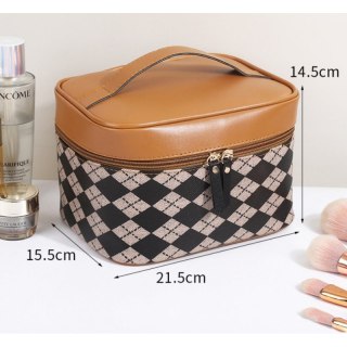Organizer na Kosmetyki – Brązowa Pepitka – 21x15 cm