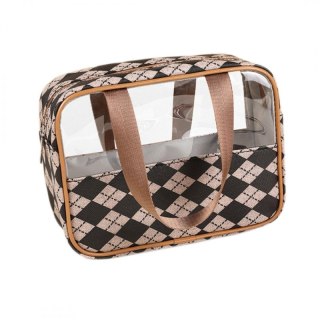 Organizer na Kosmetyki – Brązowy w Pepitkę – 25x9 cm