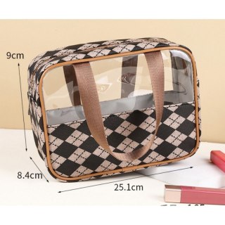 Organizer na Kosmetyki – Brązowy w Pepitkę – 25x9 cm