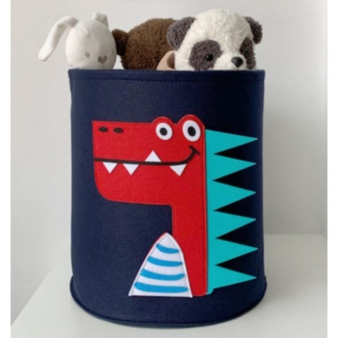 Kosz na zabawki – Granatowy w Smoka – 35x35 cm