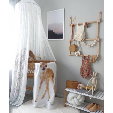 Baldachim Koronkowy Dziecięcy z Tiulem – Biały – 50x270 cm