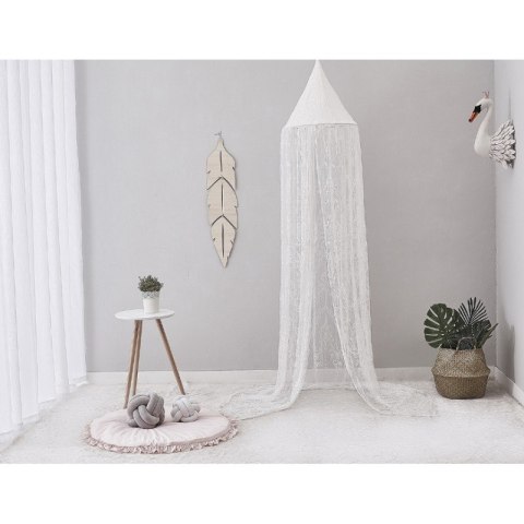 Baldachim Koronkowy Dziecięcy z Tiulem – Biały – 50x270 cm