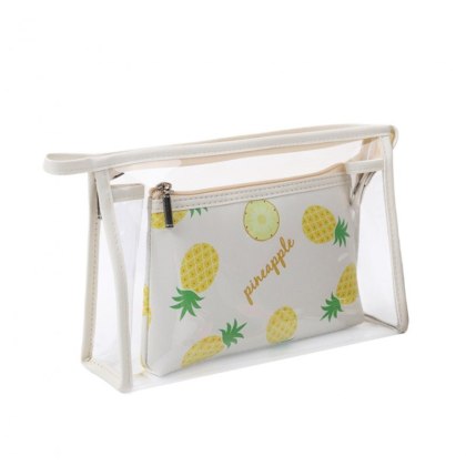 Organizer na Kosmetyki – Biały w Ananasy – 24x16 cm