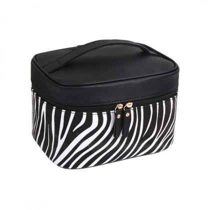 Organizer na Kosmetyki – Czarno-Biały w Zebrę – 22x15 cm