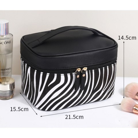 Organizer na Kosmetyki – Czarno-Biały w Zebrę – 22x15 cm