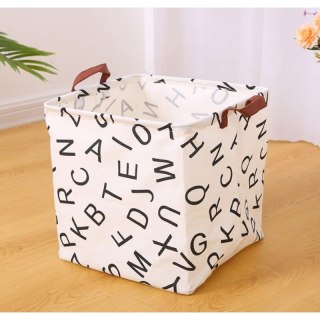 Kosz na zabawki – Kremowy w Literki – 31x31 cm