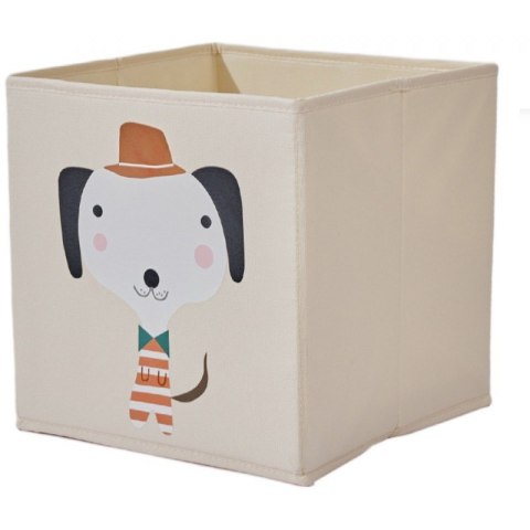 Kosz na zabawki – Beżowy z Psem – 33x33 cm