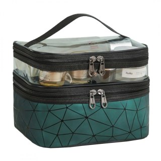 Organizer na Kosmetyki – Zielony w Geometryczne Wzory – 23x16 cm