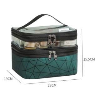 Organizer na Kosmetyki – Zielony w Geometryczne Wzory – 23x16 cm