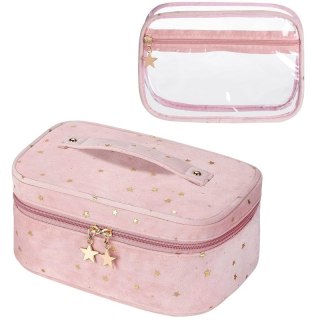 Organizer na Kosmetyki – Różowy w Gwiazdy 2w1 – 25x17 cm
