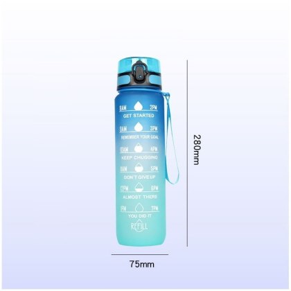 Butelka na Wodę z Miarką - Ombre Różowo-Miętowa 1000 ml