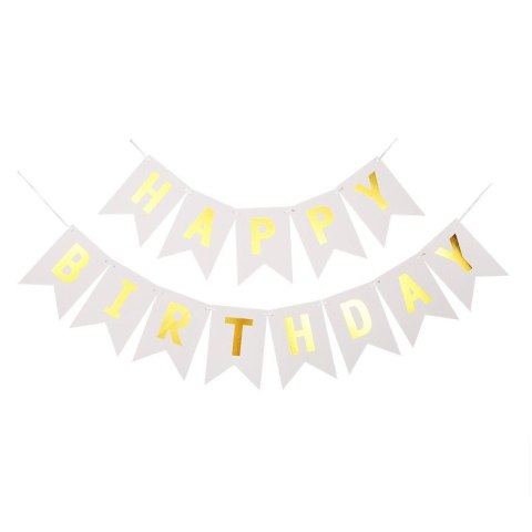 Girlanda Urodzinowa „Happy Birthday” – Szary ze Złotem