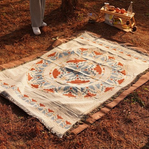 Dwustronny Koc Boho – Wzór Marokański - 130x180 cm