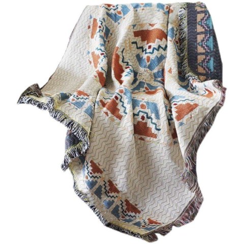 Dwustronny Koc Boho – Wzór Marokański - 130x180 cm
