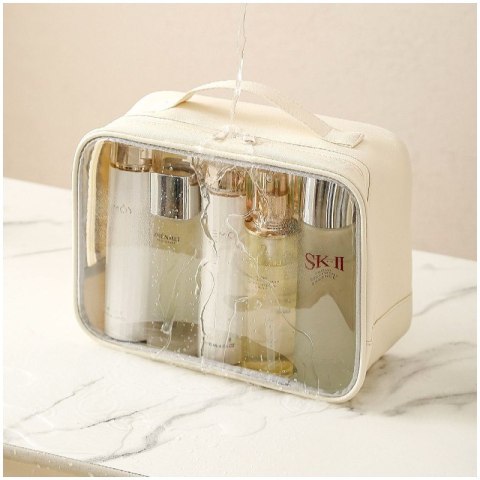 Organizer na Kosmetyki – Kremowo-Przezroczysty – 26x20 cm