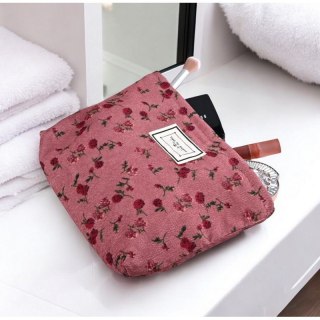 Organizer na Kosmetyki – Różowy w Czerwone Kwiaty – 25x18 cm