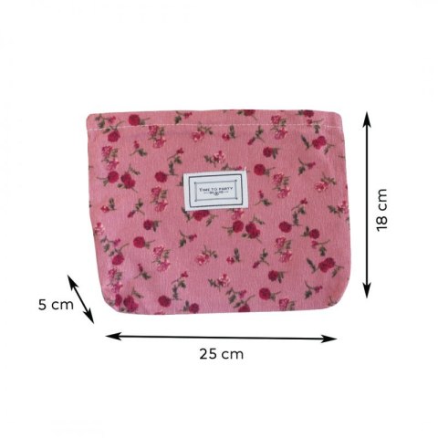 Organizer na Kosmetyki – Różowy w Czerwone Kwiaty – 25x18 cm