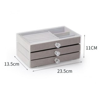 Szkatułka na Biżuterię (3 Szuflady) – Kremowa – 23,5 x 11 cm