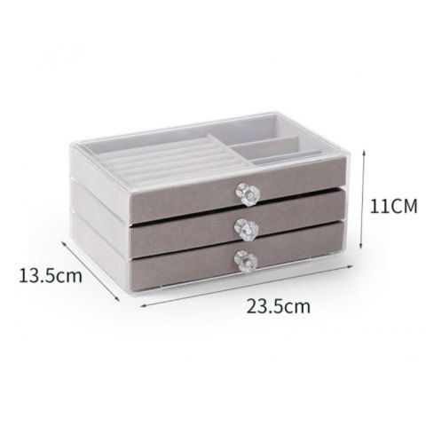 Szkatułka na Biżuterię (3 Szuflady) – Kremowa – 23,5 x 11 cm