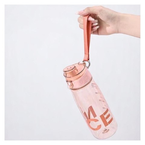 Butelka na Wodę - Sportowa Różowa Transparentna 800 ml