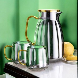Dzbanek Ryflowany z Pokrywką i 2 Szklanki - 1600 ml + 350 ml