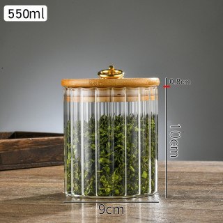 Szklany Pojemnik z Bambusową Pokrywką - 550 ml