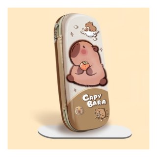 Duży Piórnik Jednokomorowy z Capybara - Brązowy - 23 cm