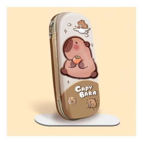 Duży Piórnik Jednokomorowy z Capybara - Brązowy - 23 cm