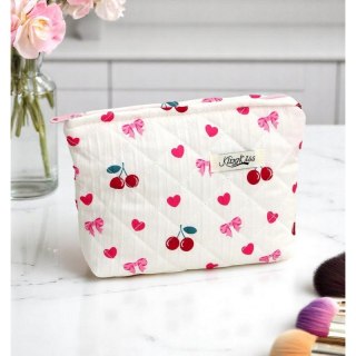 Organizer na Kosmetyki – Kremowy w Wiśnie i Kokardy – 26x18 cm
