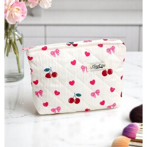 Organizer na Kosmetyki – Kremowy w Wiśnie i Kokardy – 26x18 cm