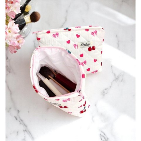 Organizer na Kosmetyki – Kremowy w Wiśnie i Kokardy – 26x18 cm