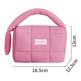 Organizer na Kosmetyki – Różowy Pikowany - 19x13 cm