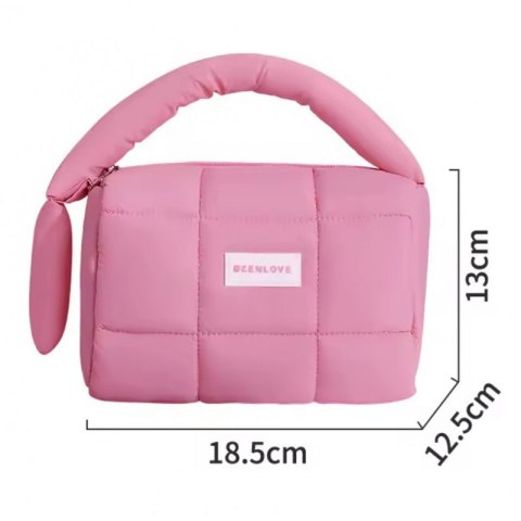 Organizer na Kosmetyki – Różowy Pikowany - 19x13 cm