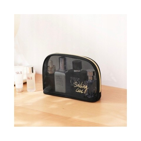 Organizer na Kosmetyki – Czarno-Złoty z Siateczką – 22x15 cm