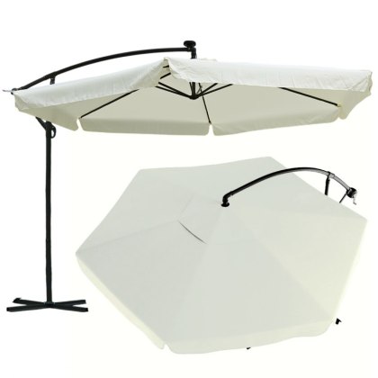Parasol Ogrodowy z Wysięgnikiem i Falbanką – Kremowy - 3 m