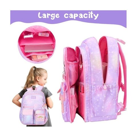 Plecak Szkolny – Fioletowy w Serca – 45x32 cm
