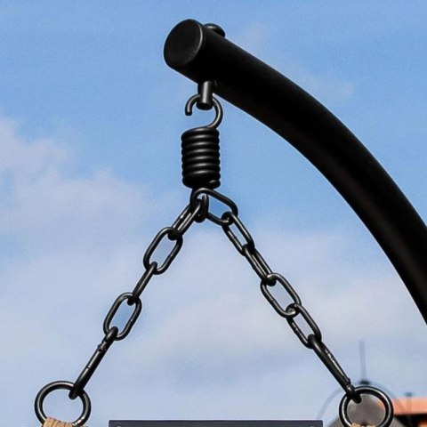 Fotel Wiszący Kokon z Poduszkami – Czarny Technorattan