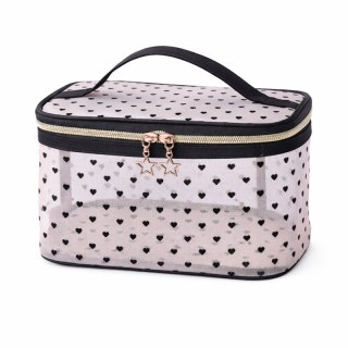 Organizer na Kosmetyki – Przezroczysty w Czarne Serca – 21x13 cm