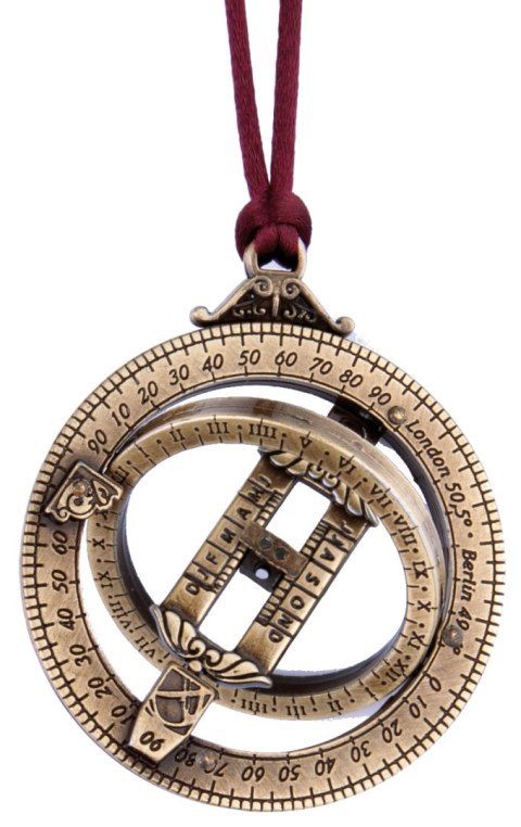 Wisiorek Mosiężny – Uniwersalny Zegar Słoneczny (Pierścienie Astronomiczne) – Średnica 4,5 cm