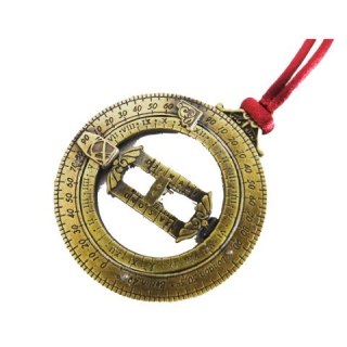 Wisiorek Mosiężny – Uniwersalny Zegar Słoneczny (Pierścienie Astronomiczne) – Średnica 4,5 cm