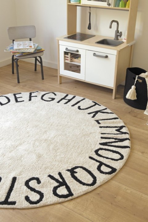 Dywan Bawełniany Edukacyjny Alfabet – Natural Negro – Śr. 150 cm