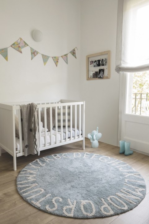 Dywan Bawełniany Edukacyjny Alfabet – Vintage Azul – Śr. 150 cm