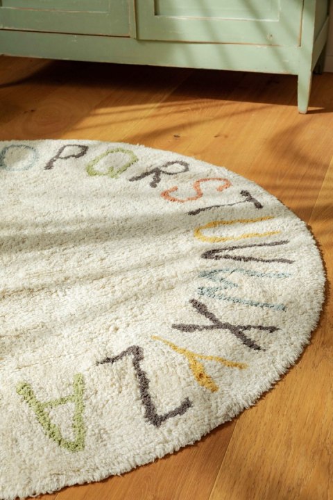 Dywan Bawełniany Edukacyjny Alfabet z Poduszkami – Śr. 120 cm