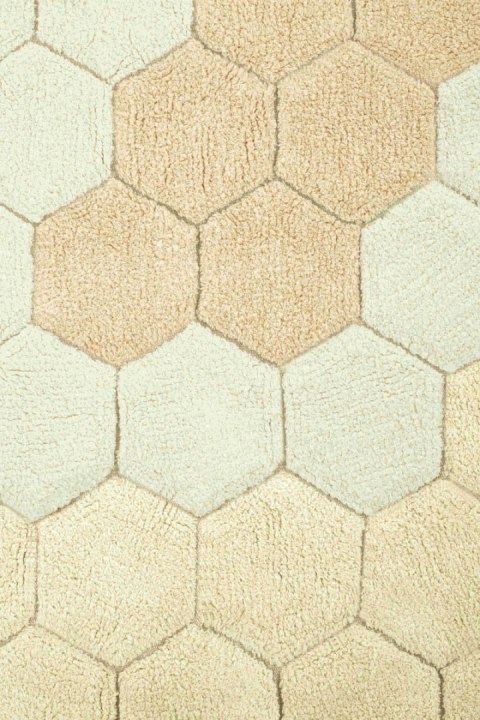 Dywan Bawełniany Okrągły Plaster Miodu – Złoty – Śr. 140 cm