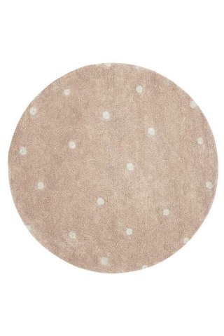 Dywan Bawełniany Okrągły w Kropki Dot – Różowy – Śr. 140 cm