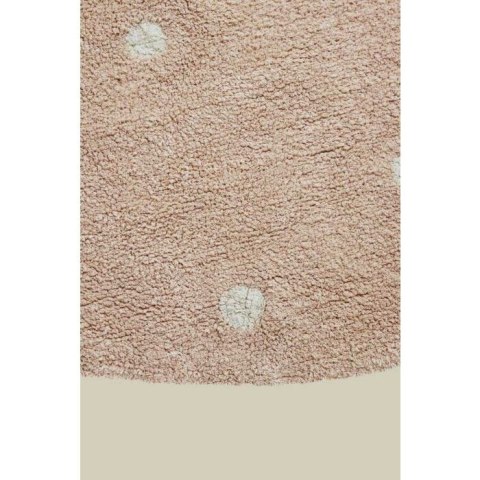 Dywan Bawełniany Okrągły w Kropki Dot – Różowy – Śr. 140 cm