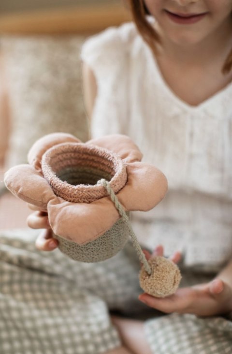Kosz Bawełniany na Zabawki - Kwiatek z Grą Zręcznościową – Śr. 15 cm