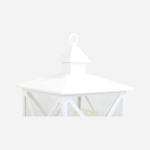 Latarnia Dekoracyjna ze Świecami LED - Biała – 42 x 22,5 cm