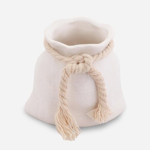 Wazon Ceramiczny Sakiewka - Biały - 10 cm